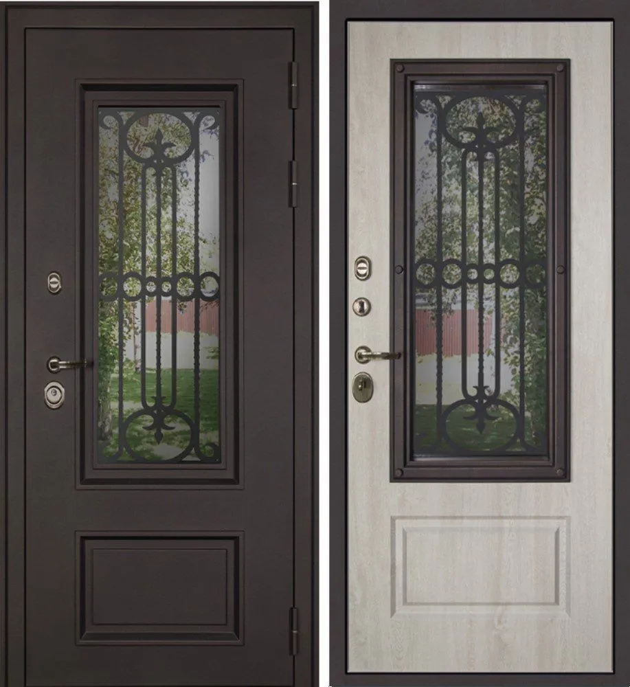 Дверь Аляска с Окном и Лазерной Резкой Терморазрыв DIS007259